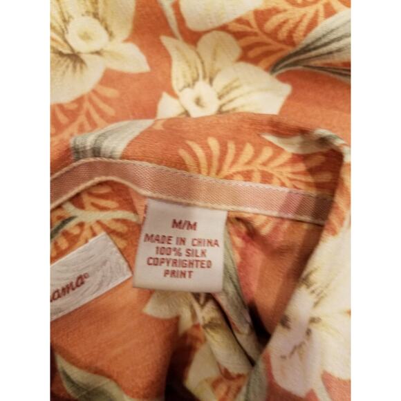 Tommy Bahama Mens Medium Terracotta Floral Hawaiian‎ 100% Silk Shirt - Picture 8 of 9